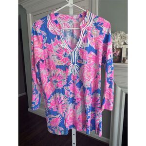 Lilly Pulitzer Women's Kaia Knit Tunic Top Day Dreamin‎ Floral 3/4 Sleeve Size S